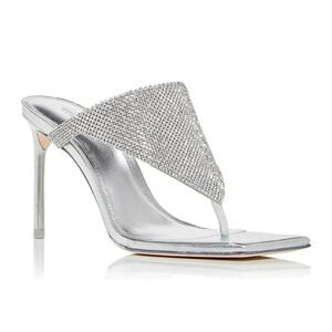 Cult Gaia Women's Audrey Rhinestone Embellished Heel Sandals Size 37.5 MSRP $568